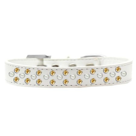 UNCONDITIONAL LOVE Sprinkles Pearl & Yellow Crystals Dog CollarWhite Size 12 UN785939